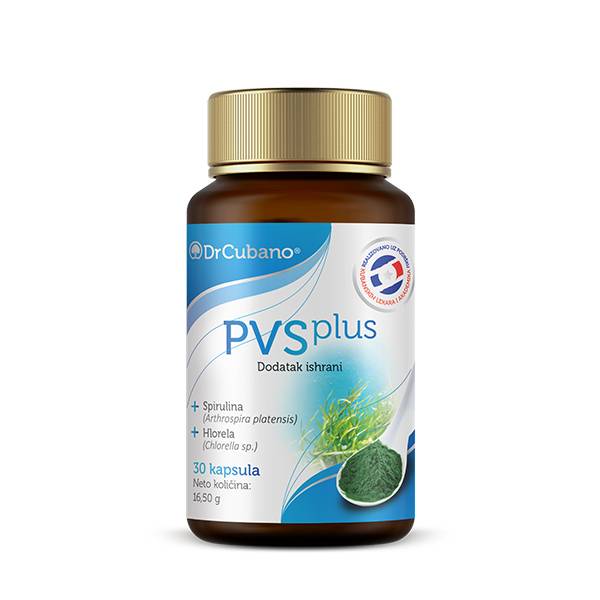 Spirulina i hlorela u kombinaciji PVS plus Suplement PVS plus kombinuje spirulinu i hlorelu